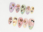 Cute Kitty and Bow Press-On Nail Set | Perfect for Pet Lovers | Kawaii Cat-Themed Press On Nails for Cute Style| Handmade Design |OB644LK