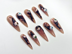 Haunted Eyes Press On Nails | Creepy 3D Eyeball Nail Art | Horror-Inspired Stiletto Nails | Handmade Spooky Halloween Set | OB1066EK