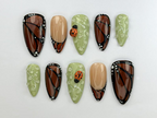 Nature Muse Nail Bundle | 3 Nature-Inspired Press On Nail Sets | Leaf. Butterfly & Floral Art | Reusable Nail Kit|OB103L