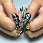 Black Gothic Press On Nails | Dark Alternative Nail Art | 3D Cross Nail Art with Pearls | Punk Fake Nails | Punk Rock Press Ons | OC194YP