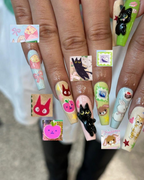 3D Kawaii Cat Press On Nails | Pastel Cartoon Fake nails | Cartoon Cat Bunny Nail Art | 3D Cute Animal Kawaii Nails | Pastel Nails | OB939YC