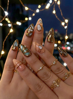 Opulent Gold Luxury Press On Nails | Vintage Watch Gothic Nail Art | Gold Frame Clock Inspired Nail Set | HC1239EC