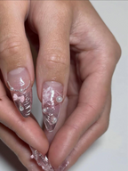 Pink Ballerina Press On Nails for Girls – Soft Blush Ombre Stiletto Nails with Pearls & Ribbons. Handmade Coquette Balletcore Inspired Press On Nail Set. Luxury Princess Nails | OB291HC