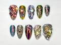 Edgy Metallic 3D Press-On Nails | Holographic Gem Nail Design | Metallic Chrome Nail Set | Chrome Press-On Nail Set | OB688H