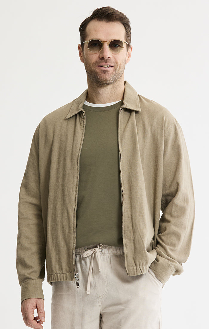 Linen Blend Zip Jacket