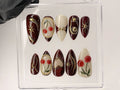 Luxury Red Cherry Press On Nails | Vibrant Luxurious Hand-Painted Star. Bow Acrylic Nail Art | Holiday. Christmas Kawaii Nails | OC551AL