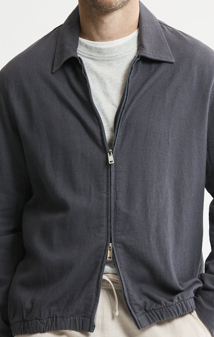 Linen Blend Zip Jacket