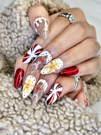 Wonderland Christmas Press On Nails | Santa Claus Christmas Nail Art | Candy Cane & Tree Nails | Cute Winter Nail Set | OB219EK