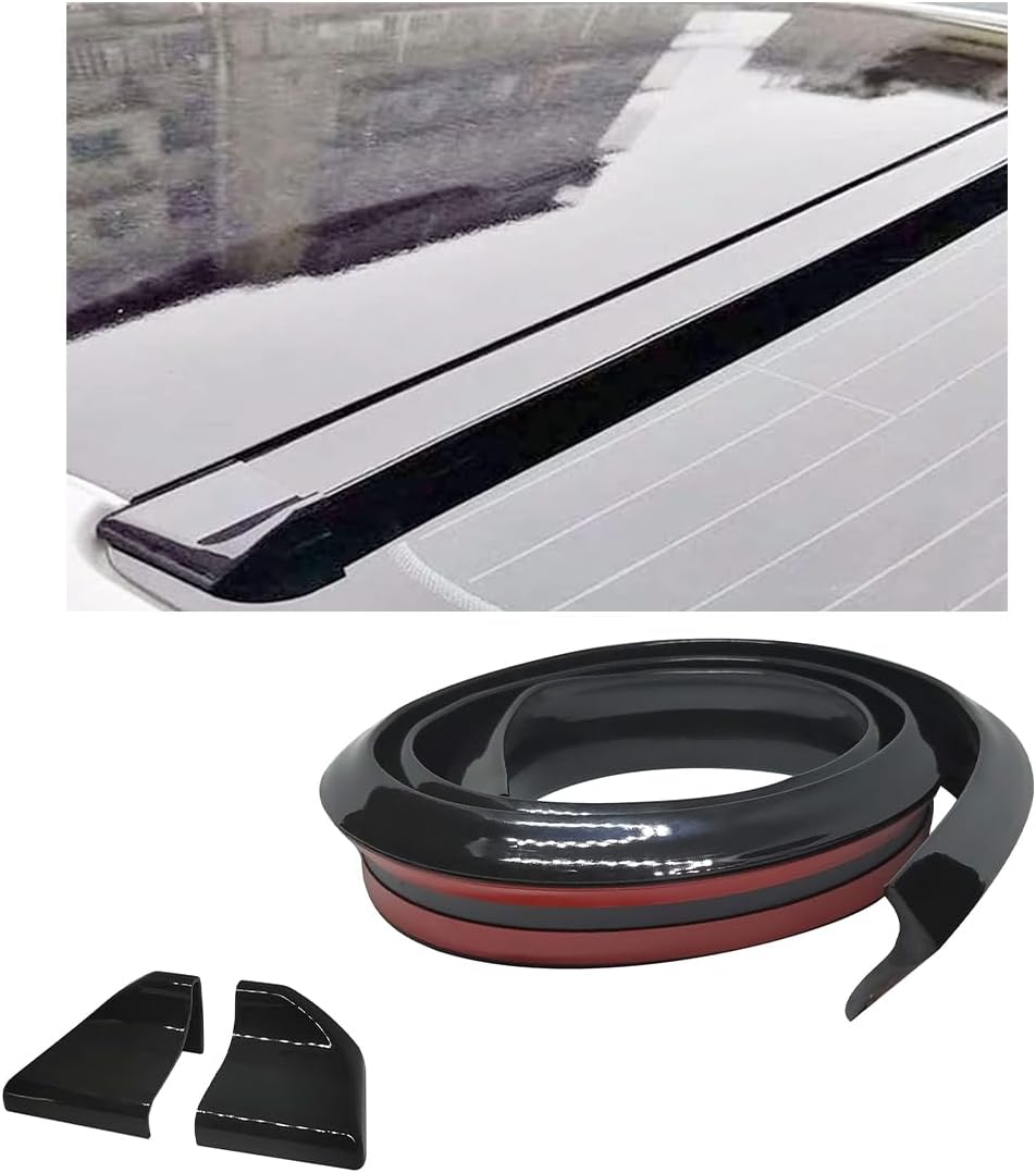JOYCOURT Car Rear Spoiler Roof Lip Kit, CarbonFiber 3D Rubber Trunk Spoiler