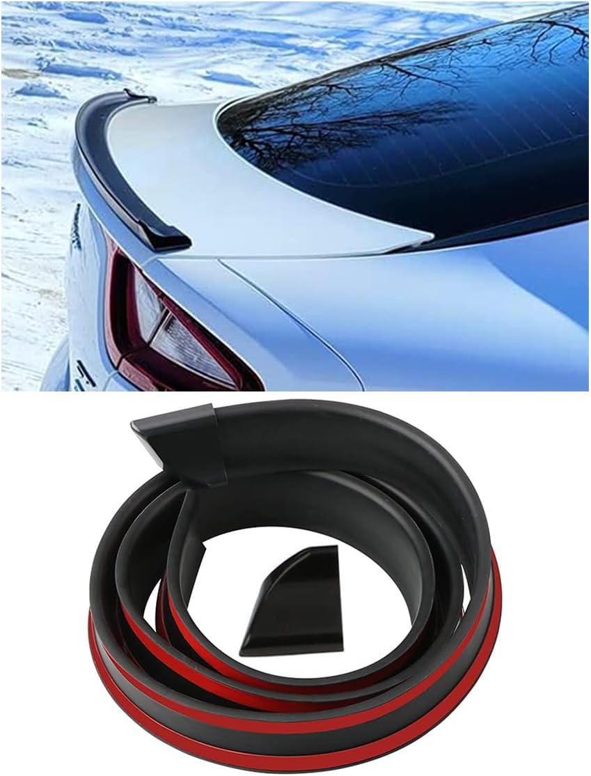 JOYCOURT Car Rear Spoiler Roof Lip Kit, CarbonFiber 3D Rubber Trunk Spoiler