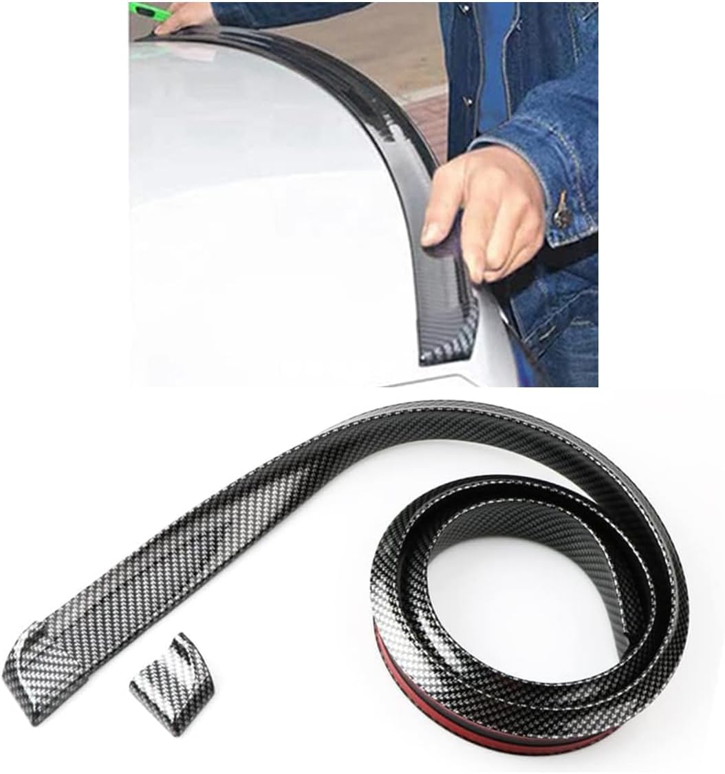 JOYCOURT Car Rear Spoiler Roof Lip Kit, CarbonFiber 3D Rubber Trunk Spoiler