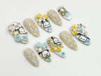 Kawaii Puppy Press On Nails | Cute Character Nail Art | Handmade Cartoon Nail Set | 3D Kawaii Nails | Handmade Nail Art | OC672HC