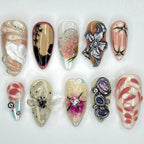 Abstract Blossom Art Press On Nails - Abstract Blossom Metallic Press On Nails