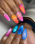 Handmade Aura Vibrant Colorful Hibiscus Spring Press on Nails N94