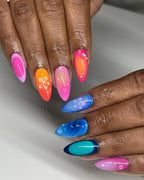 Handmade Aura Vibrant Colorful Hibiscus Spring Press on Nails N94