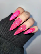 Barbie Pink Super Glitter Handmade Press on Nails - Luxury Reusable Fingernails S79