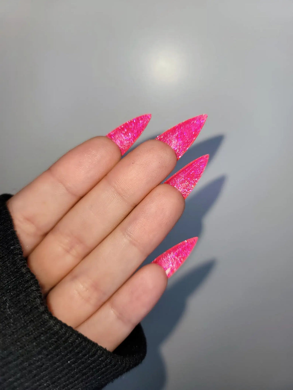 Barbie Pink Super Glitter Handmade Press on Nails - Luxury Reusable Fingernails S79
