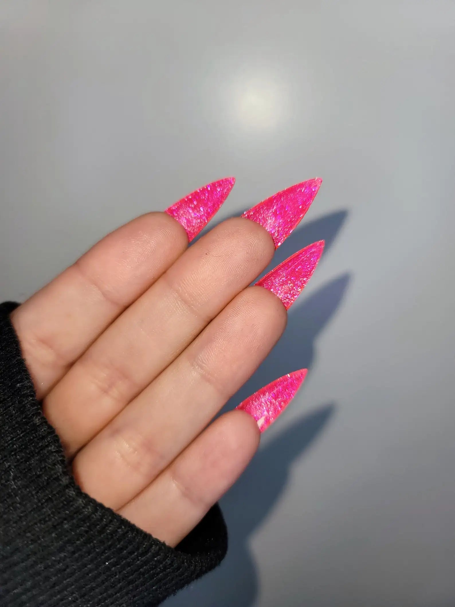 Barbie Pink Super Glitter Handmade Press on Nails - Luxury Reusable Fingernails S79