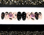 Bats and Jack-o'-lantern Starry Night Press on Nails - Halloween Fingernails B45