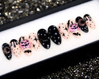 Bats and Jack-o'-lantern Starry Night Press on Nails - Halloween Fingernails B45