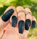 Black Spider Web Spooky Halloween Nails - Reusable Handmade Fingernails N90