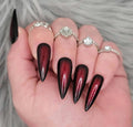Handmade Black and Red Ombre Goth Press on Nails A22