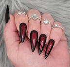 Handmade Black and Red Ombre Goth Press on Nails A22