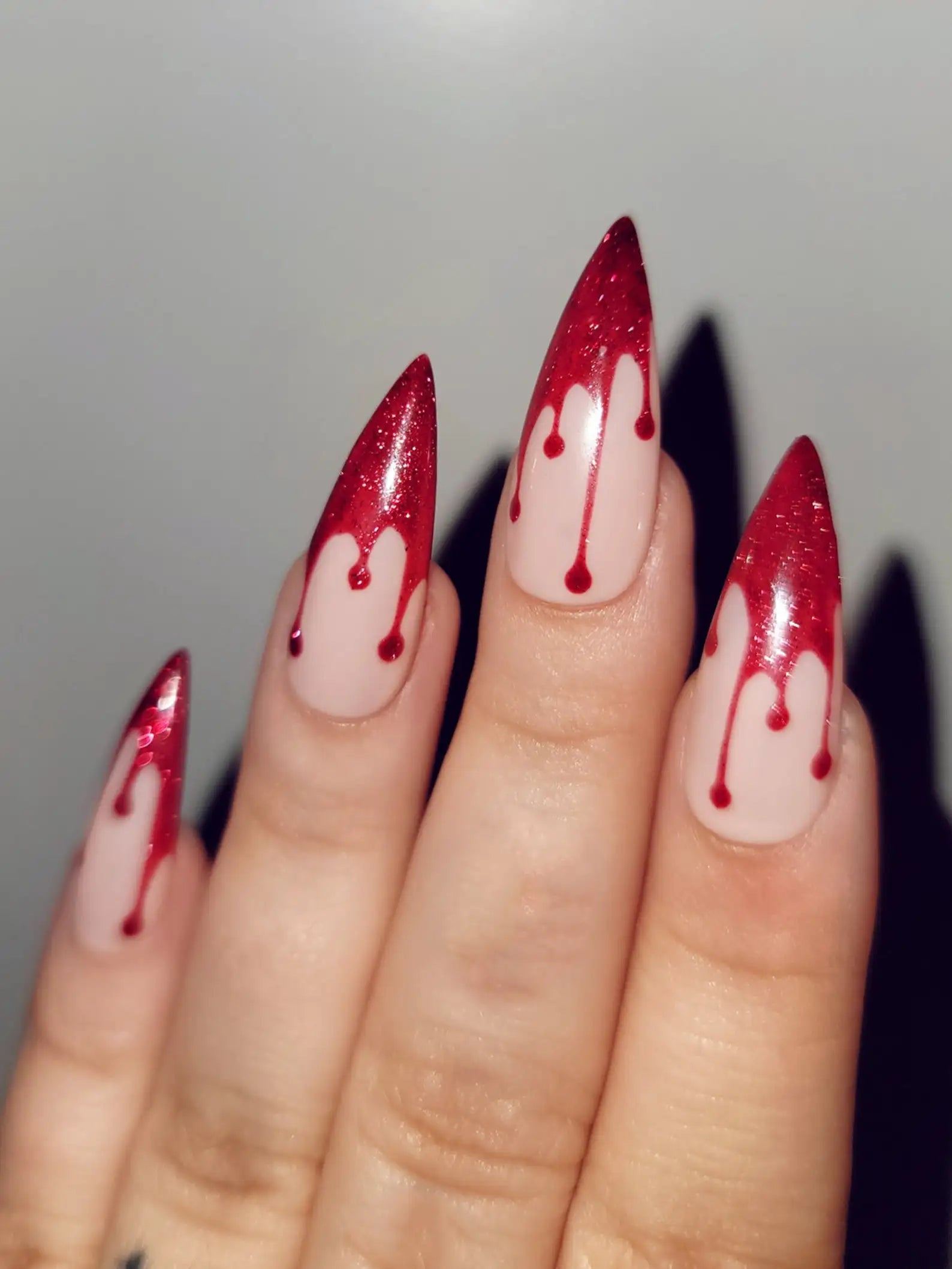 Handmade Blood Drip Halloween Press on Nails - Reusable Fingernails X17
