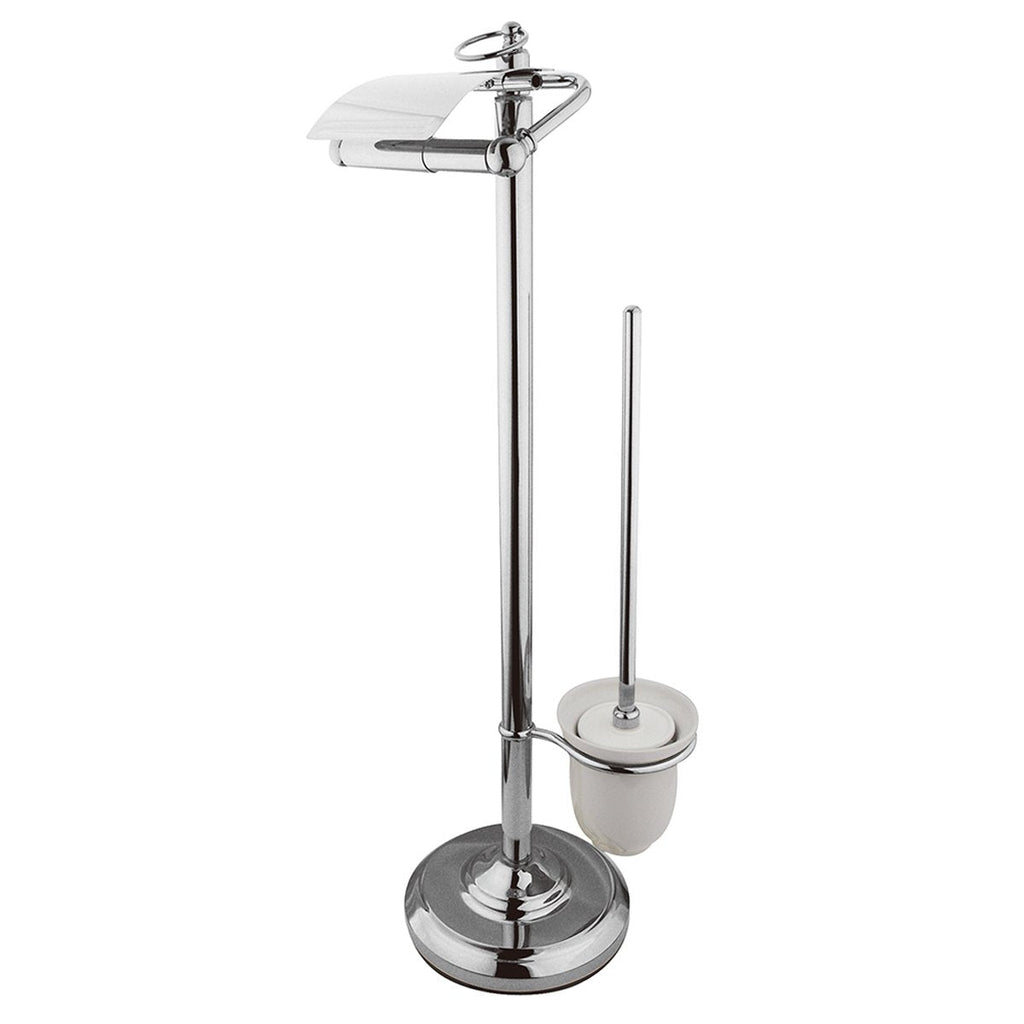 Kingston Brass Vintage Pedestal Toilet Paper and Brush Holder in Polished Chrome