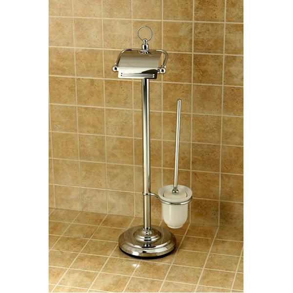 Kingston Brass Vintage Pedestal Toilet Paper and Brush Holder in Polished Chrome