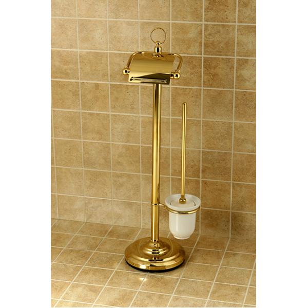 Kingston Brass Vintage Pedestal Toilet Paper and Brush Holder in Polished Brass