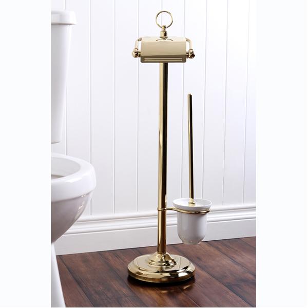 Kingston Brass Vintage Pedestal Toilet Paper and Brush Holder in Polished Brass