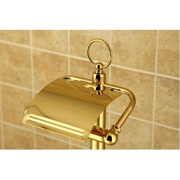 Kingston Brass Vintage Pedestal Toilet Paper and Brush Holder in Polished Brass
