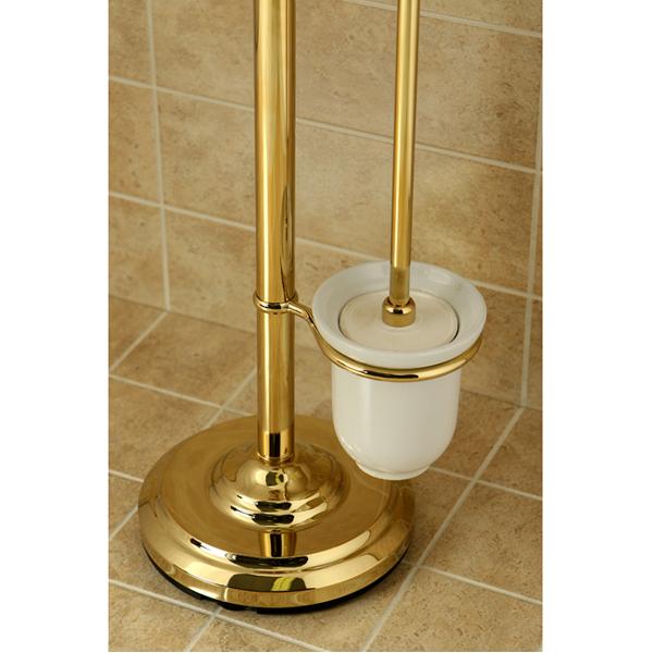Kingston Brass Vintage Pedestal Toilet Paper and Brush Holder in Polished Brass