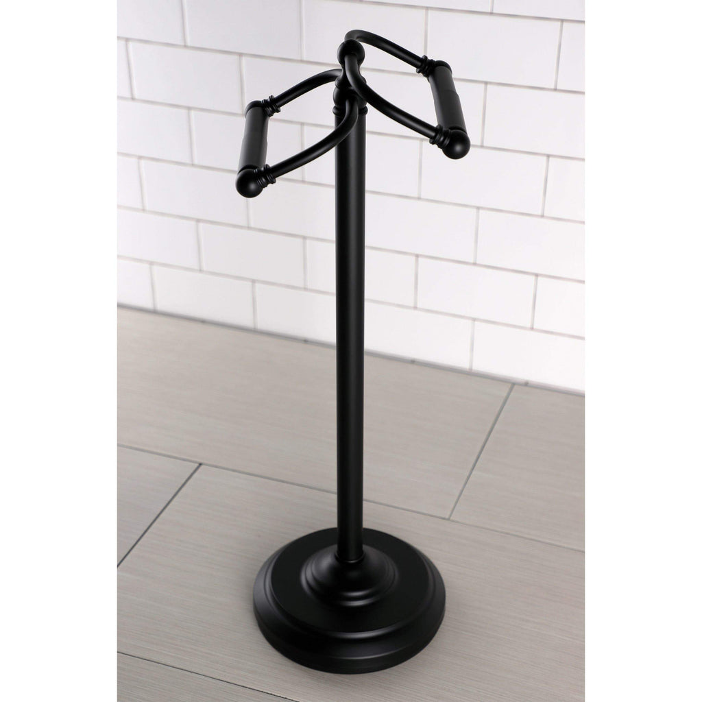 Kingston Brass Vintage Freestanding Double Roll Toilet Paper Holder in Matte Black