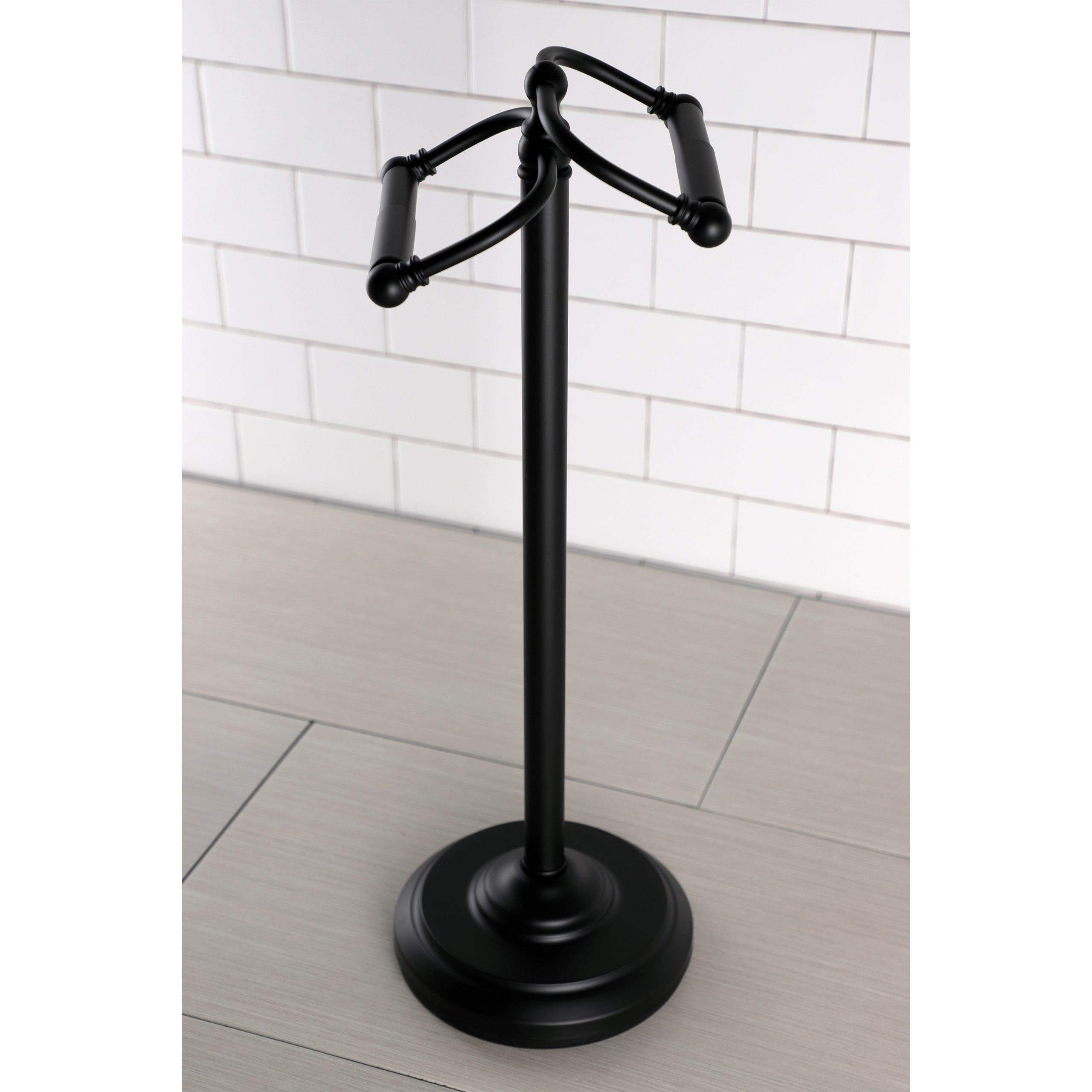 Kingston Brass Vintage Freestanding Double Roll Toilet Paper Holder in Matte Black