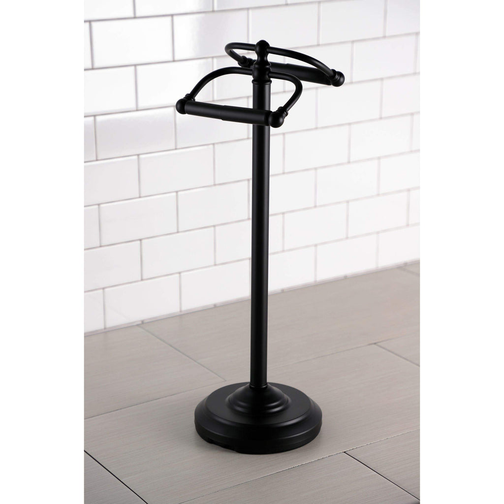 Kingston Brass Vintage Freestanding Double Roll Toilet Paper Holder in Matte Black