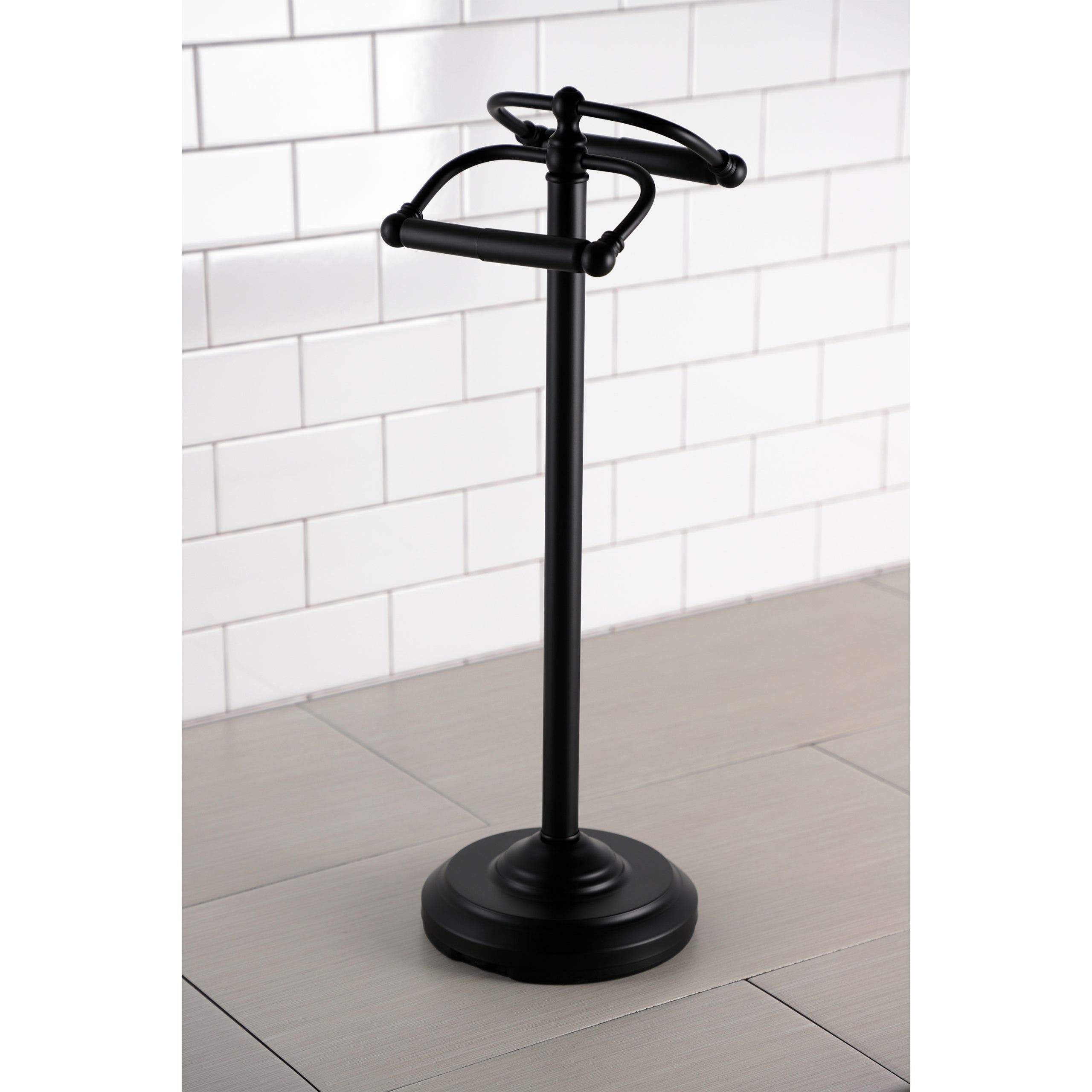 Kingston Brass Vintage Freestanding Double Roll Toilet Paper Holder in Matte Black