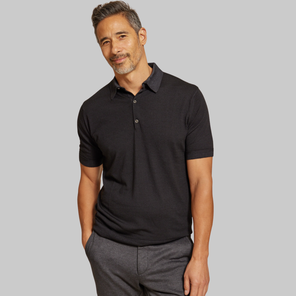 The Cillian - SS Lightweight MERINOmax Polo - Black