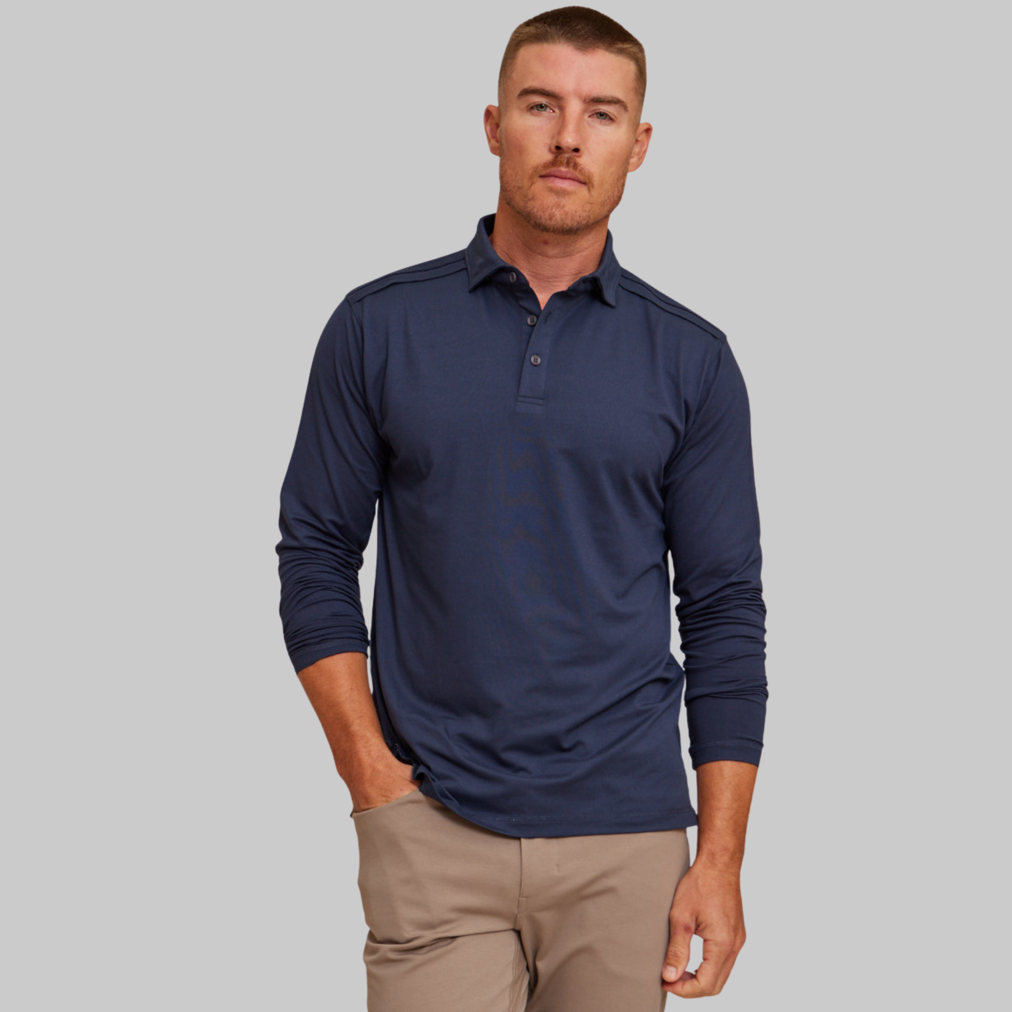 The Voyager - Performance LS Polo - Navy