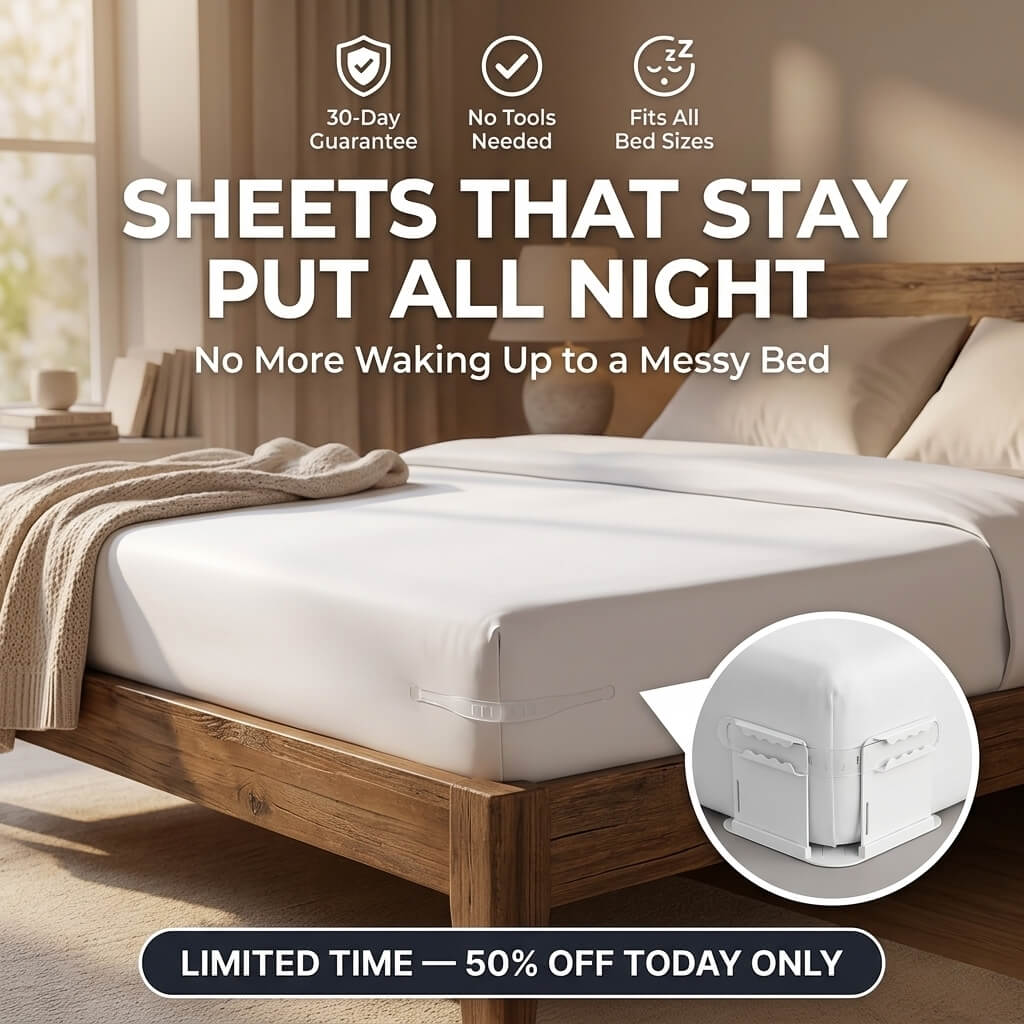 HASTHIP Fitted Sheet Fasteners Set for Bed Sheets with Corner Anchor Clamps | Pack of 4