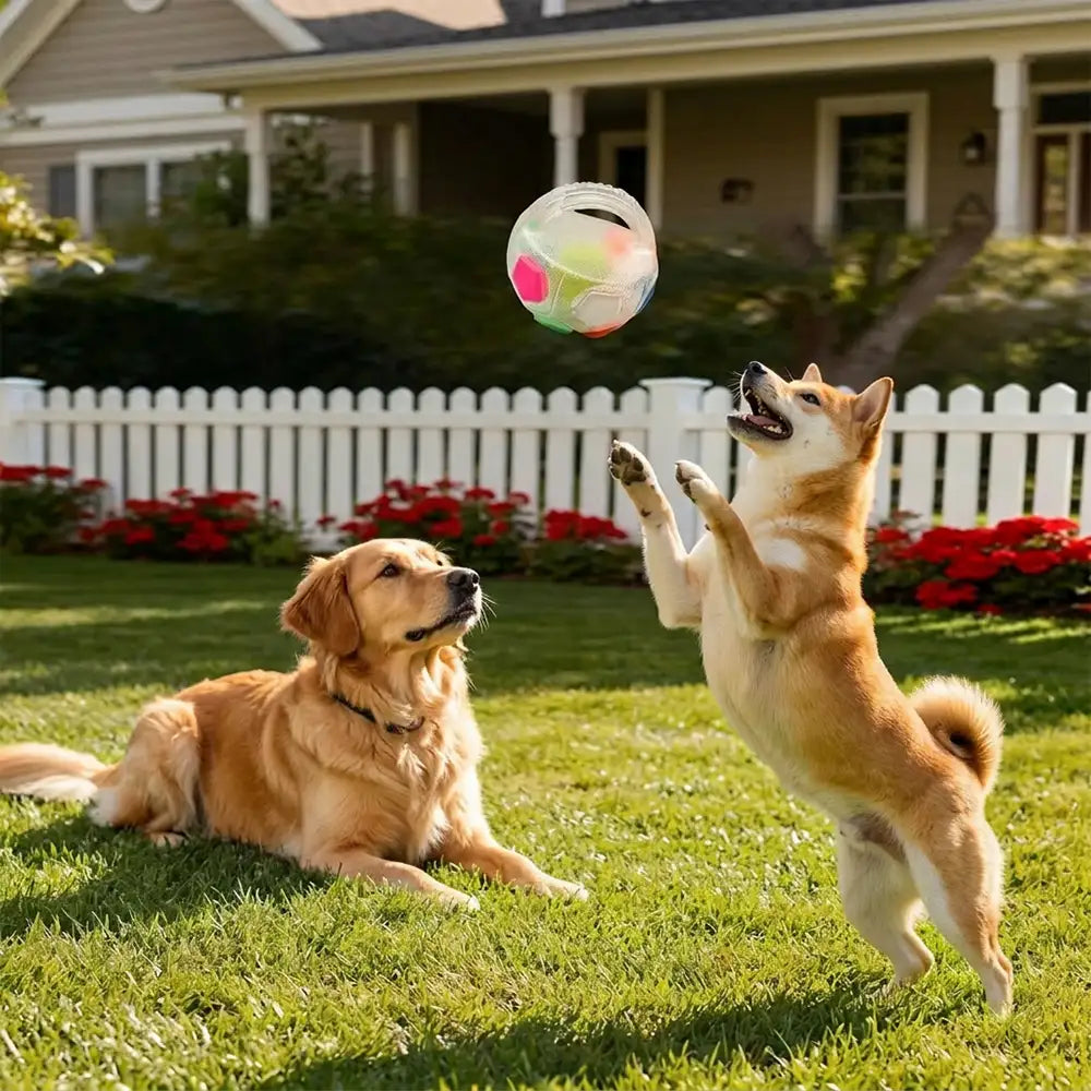 Dog Soccer Ball with Grab Tabs | Durable Floating Water Toy for Large & Medium Dogs | Interactive Tough Chew Toy for Beach, Pool & Park