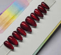 Garnet Magic Cat Eye Red Nails - Custom Handmade Gel Fake Nails S16