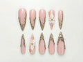 Nude Pink Luxury Press On Nails | Blush Floral Nails | 3D White Flower Nail Art | Elegant Bridal Press Ons | Soft Glam Nail Set | OC1232HC