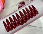 Glossy Glittery Bright Red Nails - Custom Handmade Gel Fake Nails T22