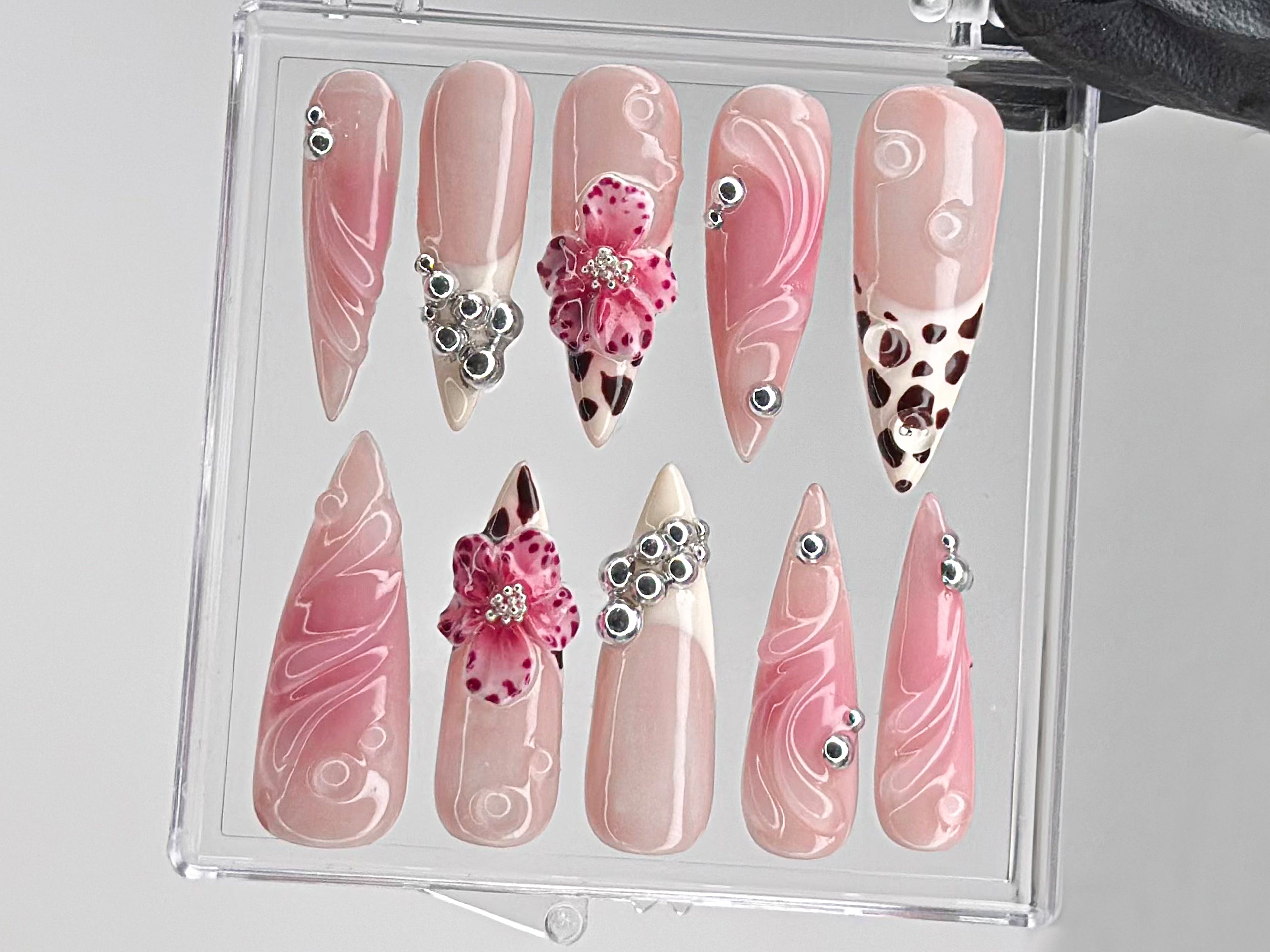 Leopard French Tip Press On Nails | OB66L