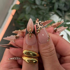 Handmade 3D Floral Chain Leopard Print Brown Press on Nails H21