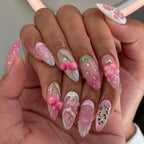 Handmade 3D Fruits Strawberry Cherry in Pink Press on Nails A32