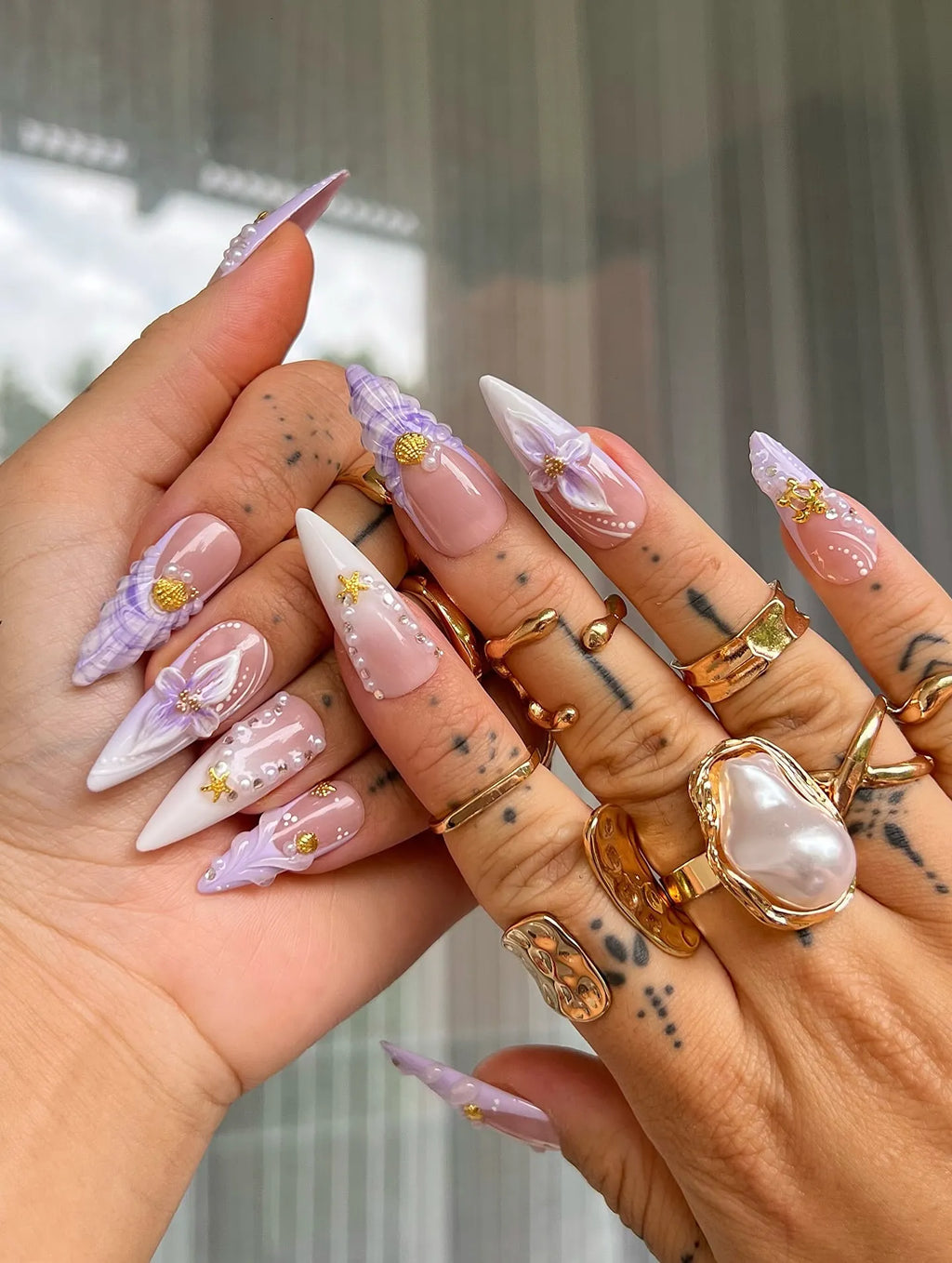 Handmade 3D Fairy Blossom French Ombre Kawaii Charm Press on Nails R04