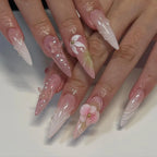 Handmade Blossom Butterfly with Pearls 3D Press on Nails T03